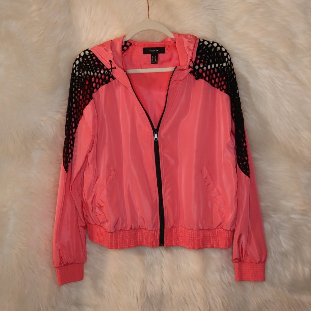 Pink Windbreaker with Net Shoulders